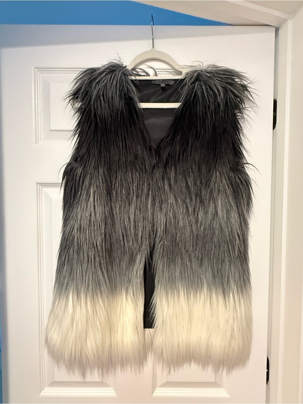 Maude Gray and Cream Ombre Faux Fur Vest